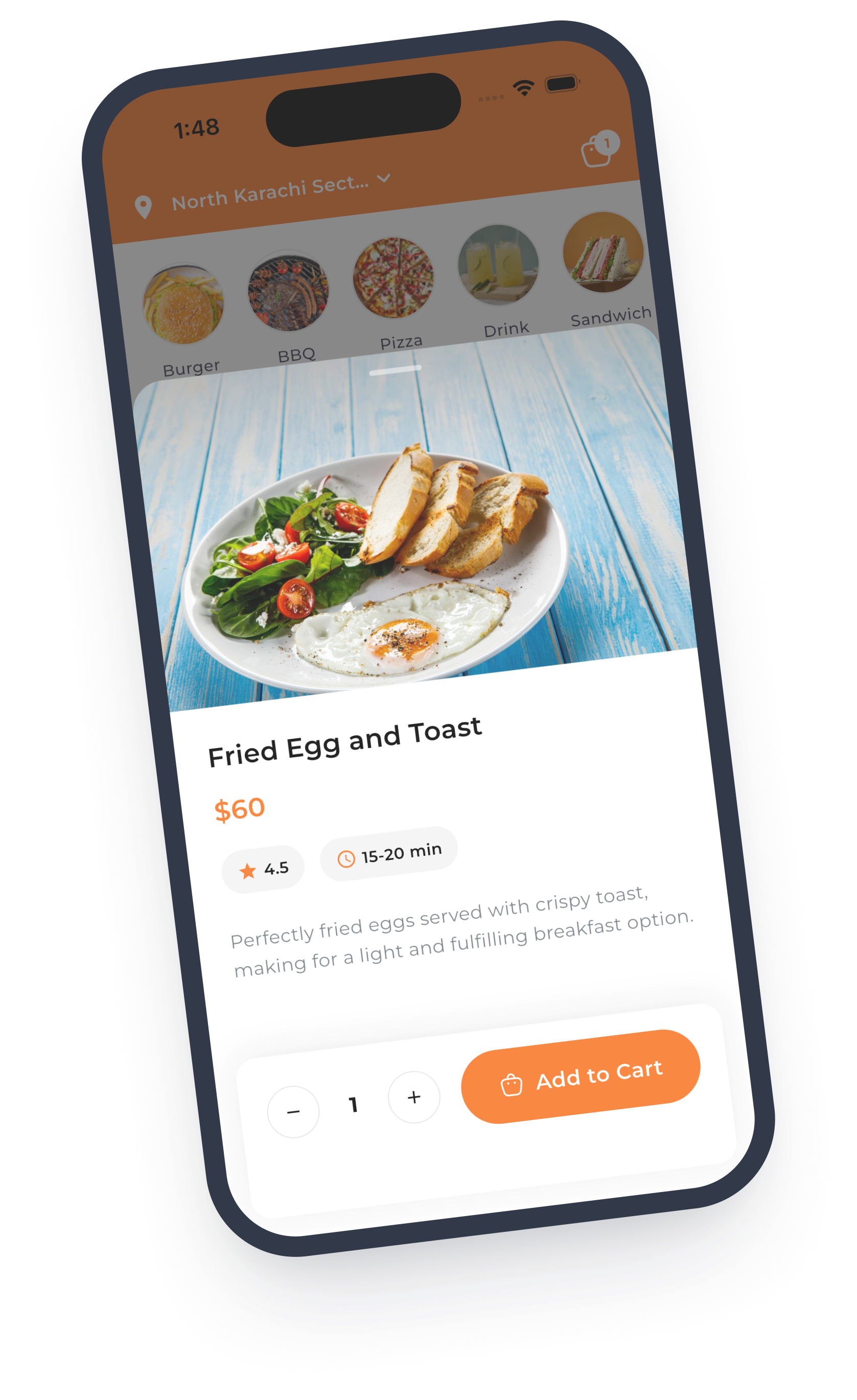 Food item detail screen